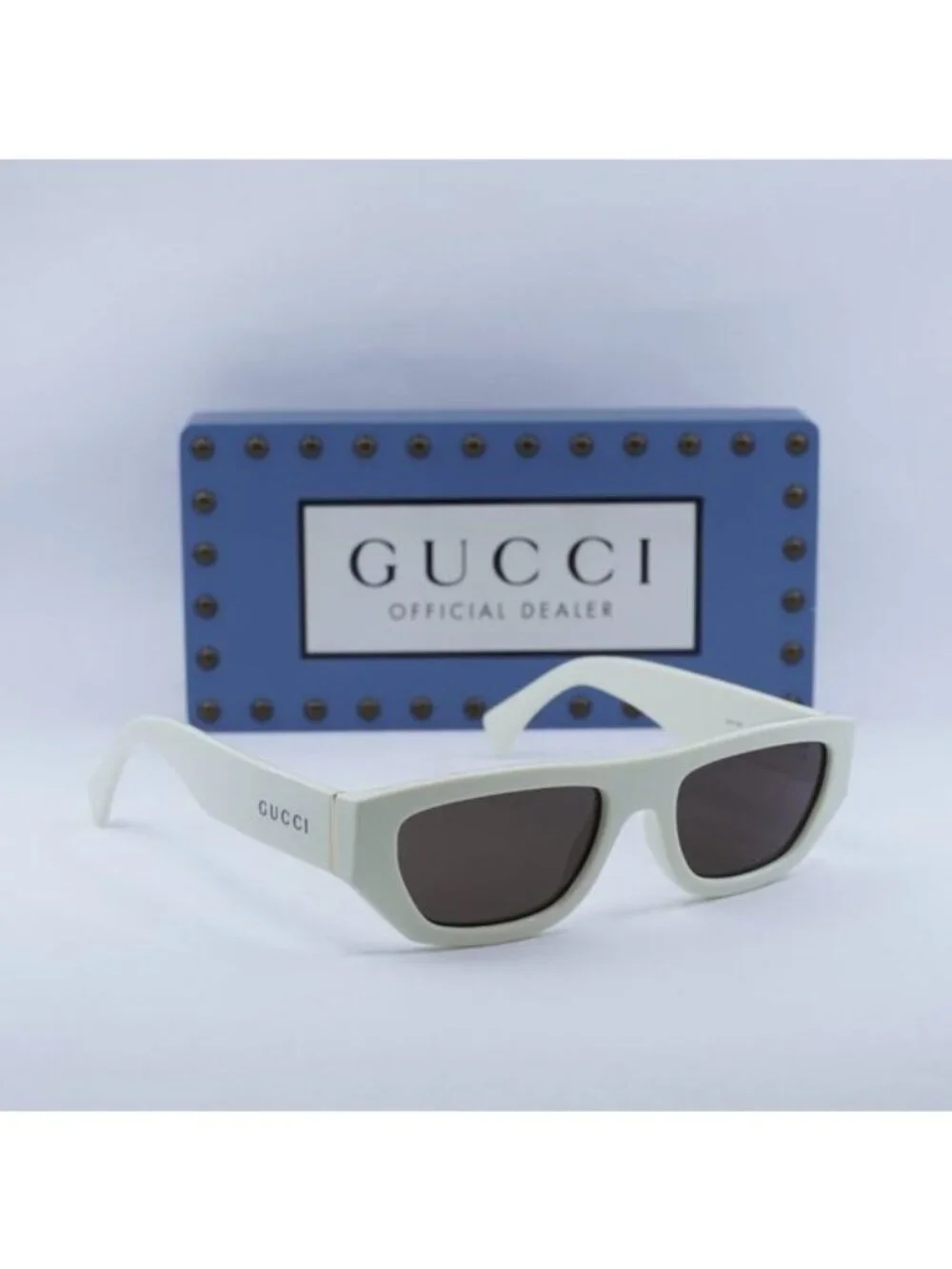 Gucci GG1134S 003 Rectangle Sunglasses - Ivory/Brown